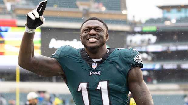 A.J. Brown celebrates an Eagles win